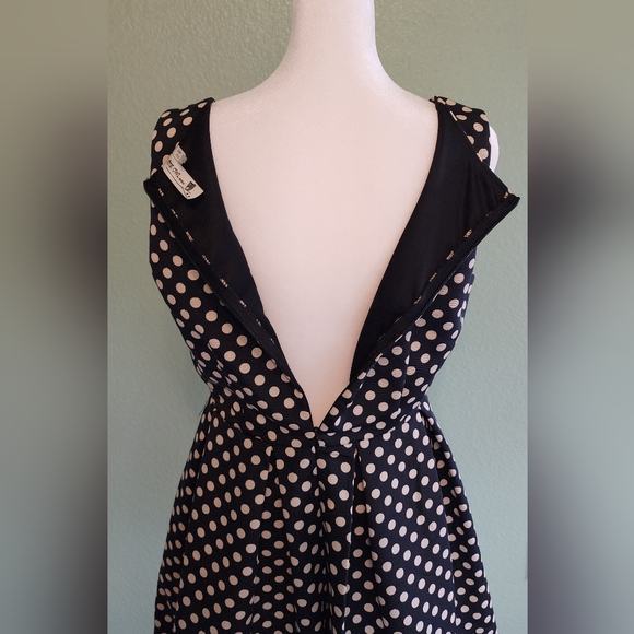 ModCloth x Pink Owl Apparel retro polka dot black white dress M - Picture 8 of 10
